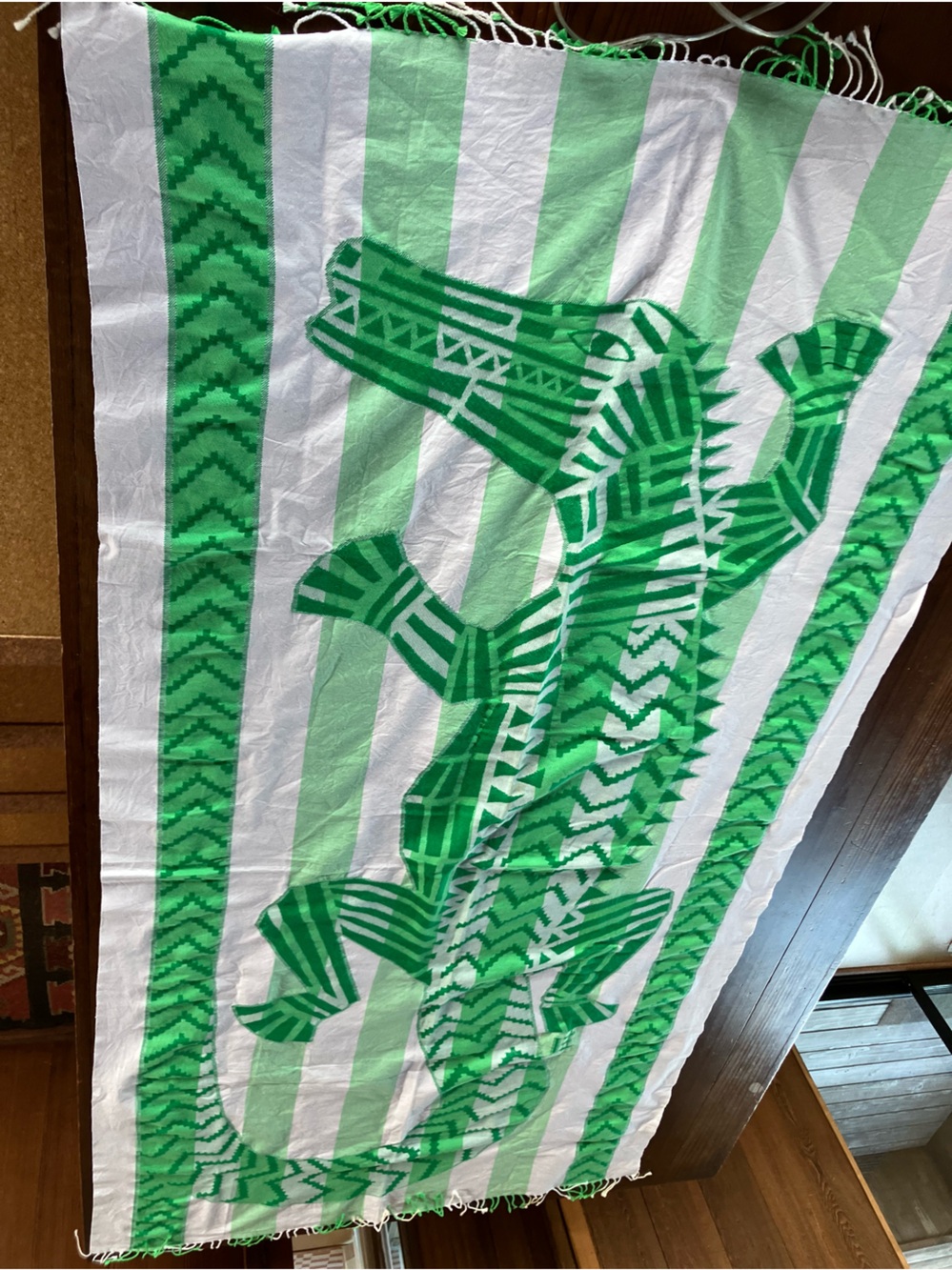 Inoui Editions Green Crocodile Fouta  Beach Towel Wrap Sarong Cotton